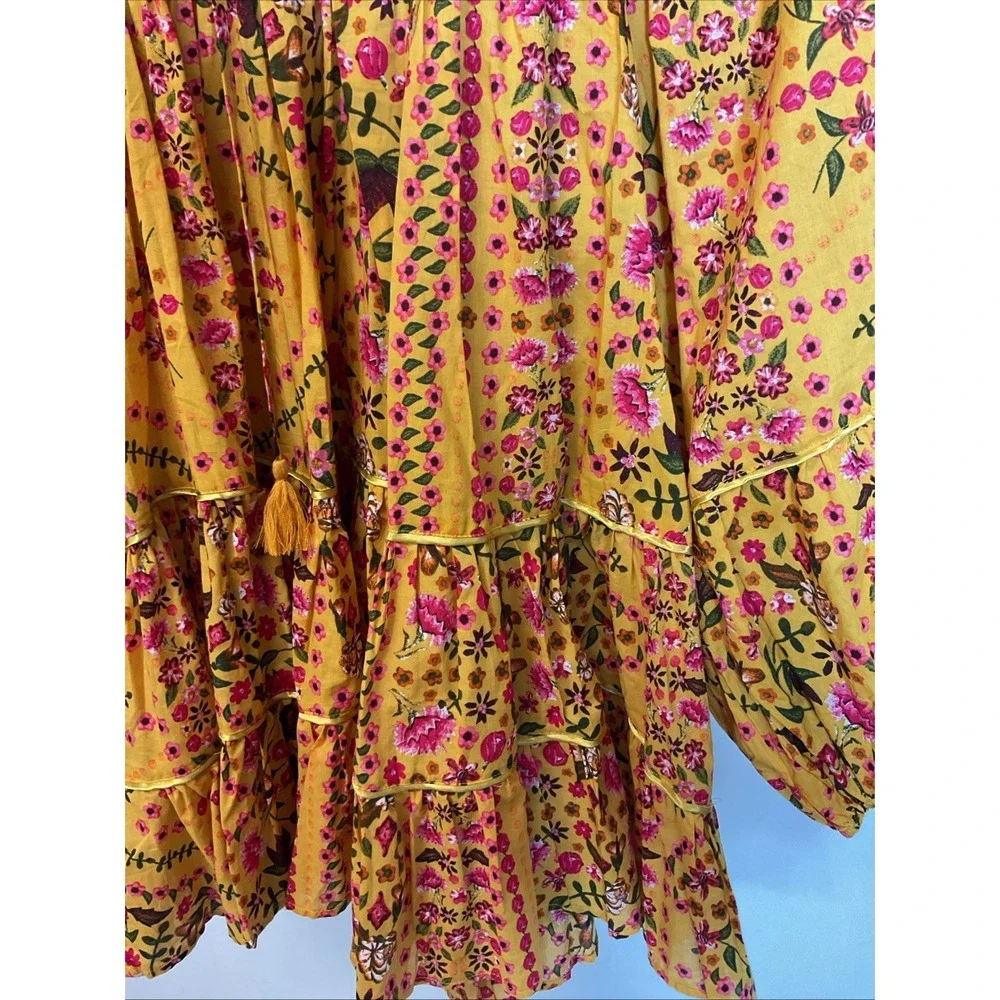 NEW Olivaceous‎ Ready For The Day Yellow Floral Flowy Long Sleeve Dress MD
